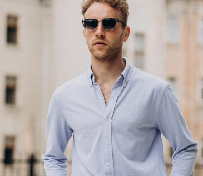 solid shirt blue