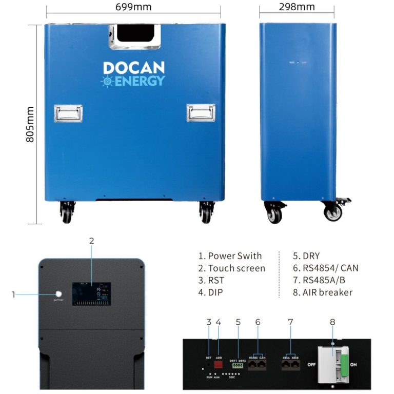 docan new arrival do bat 51.2v plug and play lifepo4 300ah 314ah battery pack| movable wifi bluebooth solar home storage