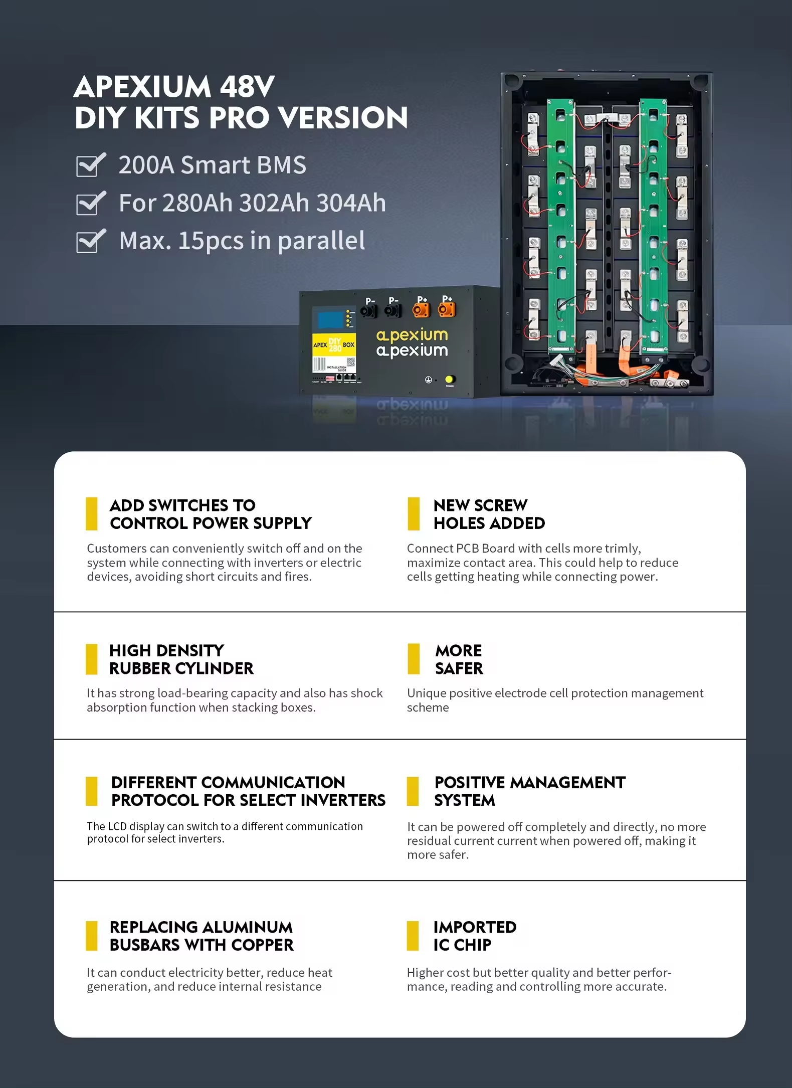 docan apexium 48v diy box kits 314 280 horizontal with 200a jk bms