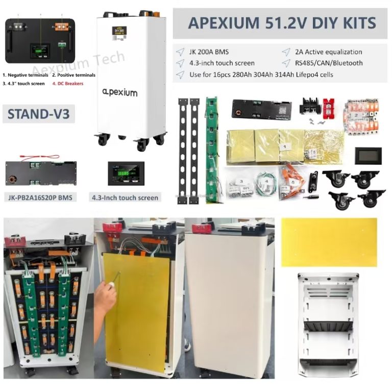 docan vertical lifepo4 battery 48v 280 304 314 diy box kits with jk 200a bms wifi bluebooth